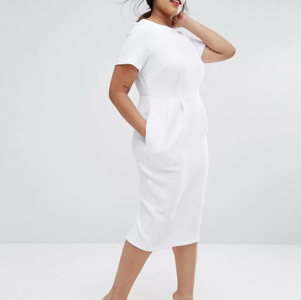 ASOS CURVE Midi Wiggle Dress in Texture